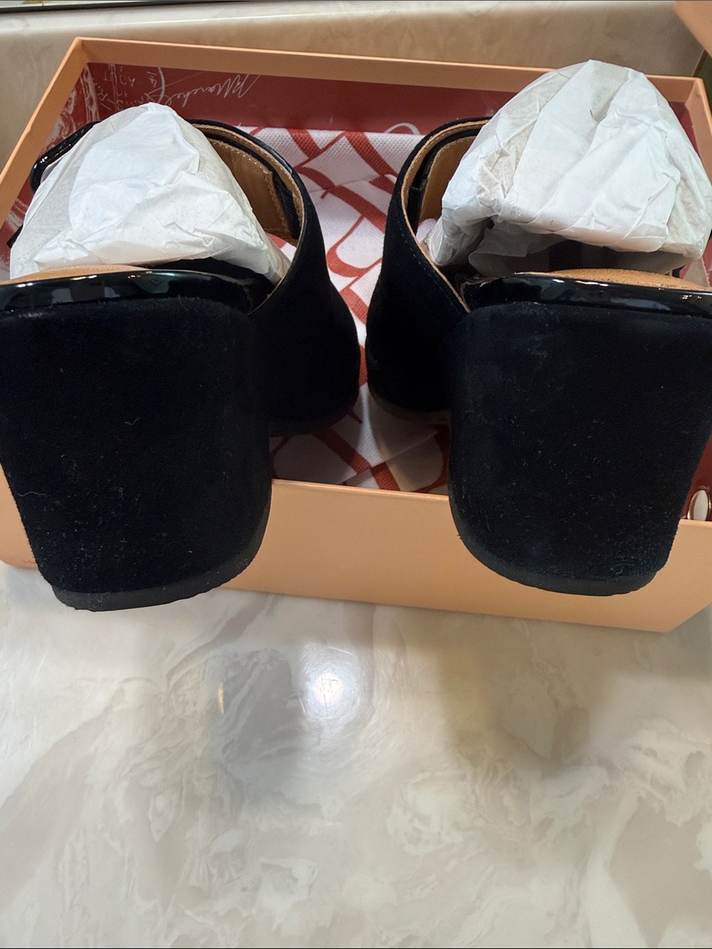Women's Black Suede Buckle Platform Mule - Picture 7 of 7